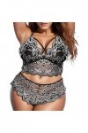 Fulidngzg Lingerie sexy 2 pièces pour femme - Lingerie érotique en dentelle - Soutien-gorge et porte-jarretelles - Dos nu - T