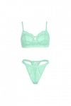 liaddkv Soutien-gorge et culotte en dentelle pour femme - Ensemble de lingerie sexy en résille, vert, M