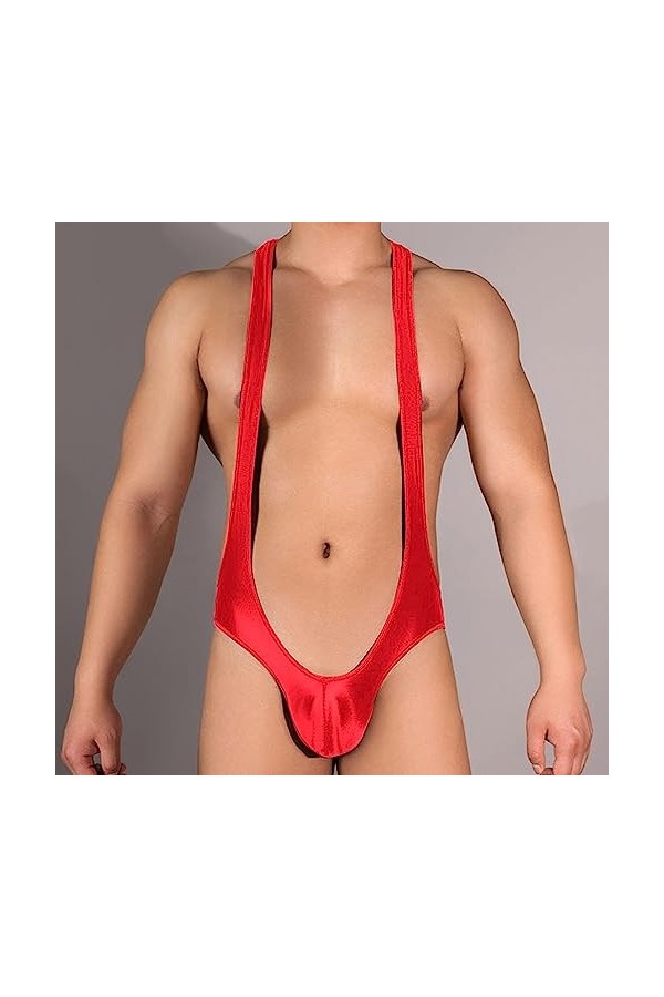 liaddkv Collants de lingerie sexy pour homme, super élastiques, une pièce, lingerie sexy, rouge, taille unique