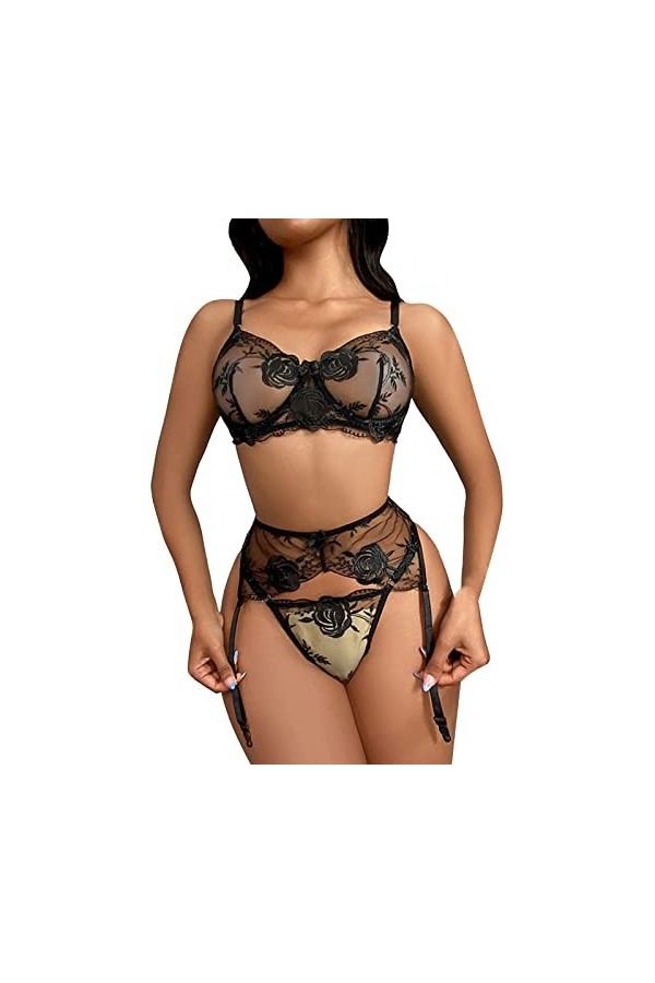 liaddkv Lenceria Extreme Sexy Lingerie New Luxury Sexs Noir Femme Sexy Jarretière Lingerie Sex Soutien-gorge et Culotte Set C