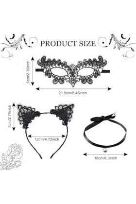 DEARBAG 3 Pièces Bandeau a Cheveux Chat Déguisement de Chat Sexy Masque Deguisement Femme Sexy Mascarade Masque Halloween Col