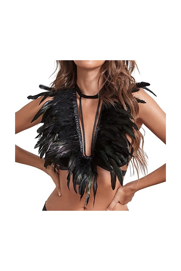 liaddkv Soutien-gorge sexy à lacets pour femme - Col noir - Réglable - Soutien-gorge de lingerie réglable en cuir - Noir, Noi