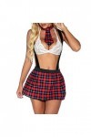 liaddkv Sous-vêtements de jeu de rôle uniforme pour étudiant Tentation Sous-vêtements Sexy Pyjama Sexy Way Lingerie, rouge, M