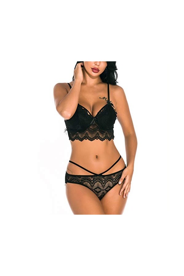 Lingerie Femmes Ensemble de Lingerie Sexy en Dentelle pour Dames et String Ensemble de sous-vêtements Ensemble de Lingerie po
