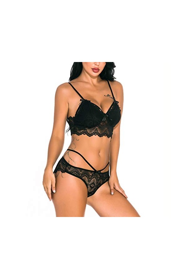 Lingerie Femmes Ensemble de Lingerie Sexy en Dentelle pour Dames et String Ensemble de sous-vêtements Ensemble de Lingerie po