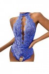 Fulidngzg Lingerie sexy pour femme - En maille - Lingerie gainante - Nuisette ouverte - Lingerie érotique - Entrejambe ouvert