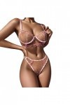 Zannycn Ensemble de lingerie sexy pour femme - Tenue sexuelle en dentelle - Ensemble de lingerie coquine - Licol - Lingerie é