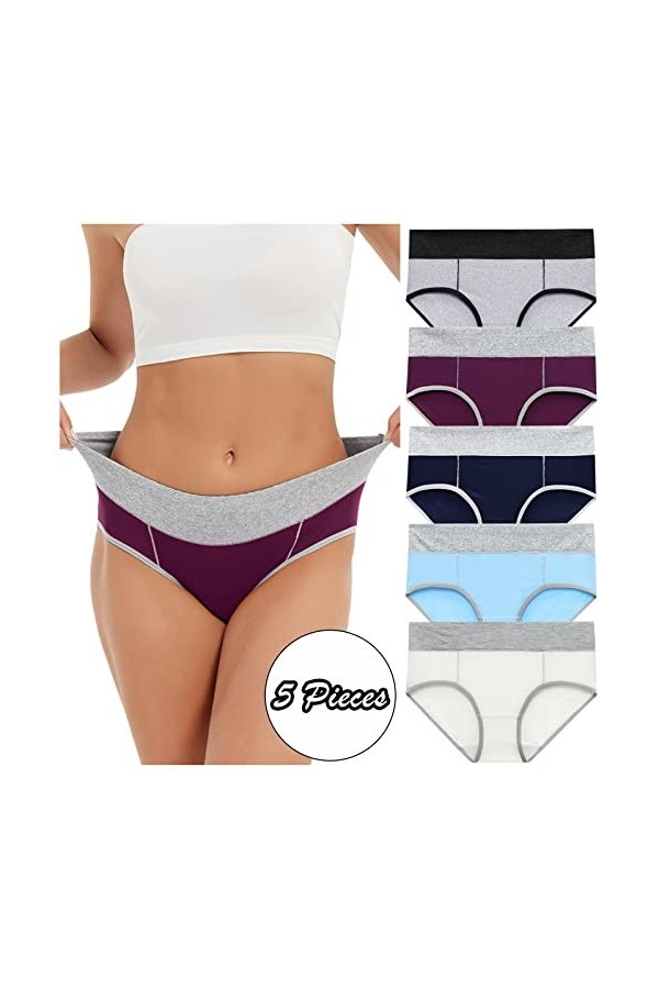Culottes Menstruelles Ultra Absorbante Légère Slips Hipster Respirant Lingerie Coton Boxer Physiologiques Taille Mi-Haute Pan