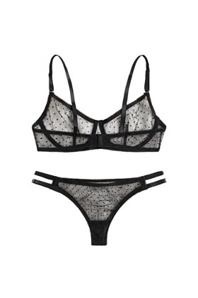 Zannycn Ensemble de lingerie sexy pour femme - Ensemble de sous-vêtements en dentelle - Tenue sexuelle - Lingerie érotique - 