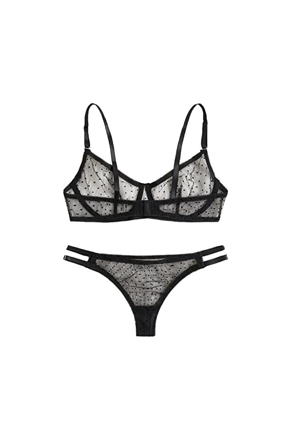 Zannycn Ensemble de lingerie sexy pour femme - Ensemble de sous-vêtements en dentelle - Tenue sexuelle - Lingerie érotique - 