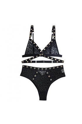 Lingerie Femme Sexy Ensemble Homme Sexy Hot y29k Femme Sexy Fashion Back Double Breasted Split Suit Lingerie Transparent Bla