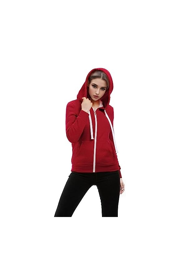 Gefomuofe Veste à capuche pour femme - Pull surdimensionné en coton - Manches longues - Veste à capuche - Vintage - Léger - I