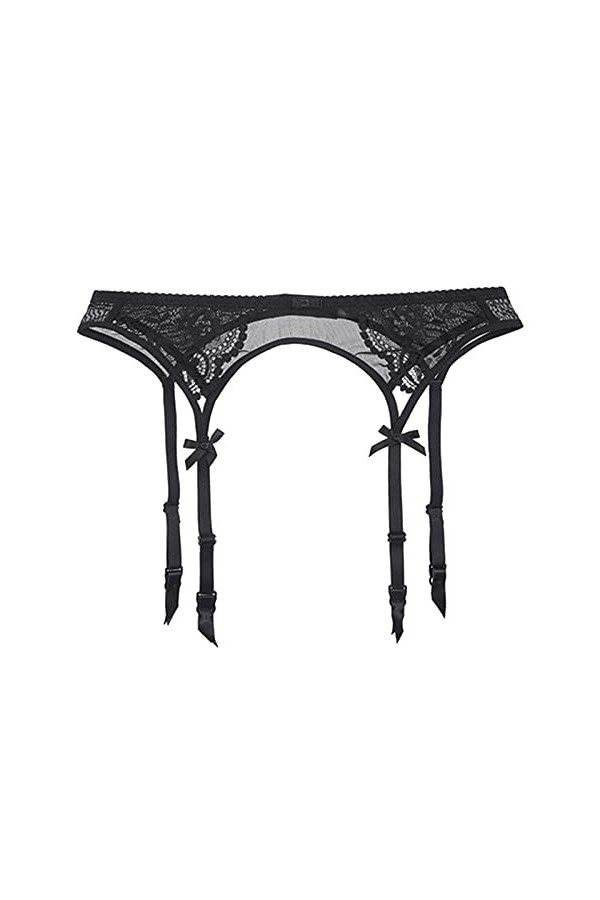 LDadgf Femme Dentelle Broderie Transparent Culotte Jarretière Sexy Lingerie Haut, Noir , XXL