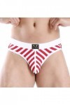Sous-vêtements Homme Coton Taille Basse Sexy Rayé Sous-Vêtements Homme Slips Happy Sous-Vêtements Homme, rouge, S
