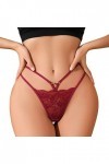 G String pour femme Culotte sans couture Hipster G-strings taille moyenne Culotte en dentelle transparente Open Confort Coton