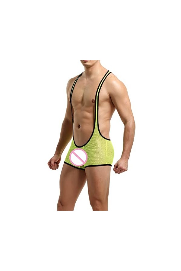 Gefomuofe Jockstrap Wrestling Singlet pour homme Harnais complet avec ceinture de taille Gay Lutte Singuletts Maillot une piè