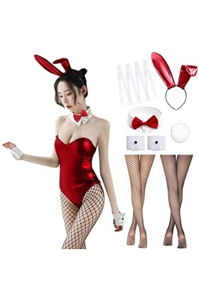 Alaiyaky Senpai Ensemble de cosplay 12 pièces, costume de lapin sexy pour adulte avec oreilles de lapin et chaussettes en rés