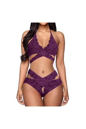 Ensemble Lingerie Femme 2 Pieces Sexy Push-Up Dentelles sous-Vêtements De Seduction Dentelle Soutien-Gorge Et Culotte Babydol