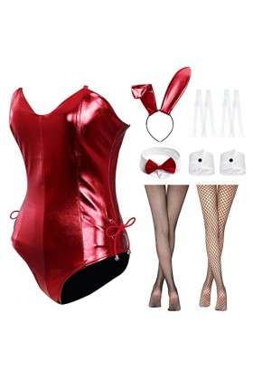 Alaiyaky Senpai Ensemble de cosplay 12 pièces, costume de lapin sexy pour adulte avec oreilles de lapin et chaussettes en rés