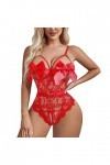 Lingerie sexy pour femme - Soutien-gorge - Grande taille - Lingerie amusante en dentelle - Dos nu - Coupe moulante - Sans dét