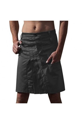 Kilt Jupe à carreaux écossaise classique pour homme - Style écossais - Style vintage - Décontracté, Noir , XL