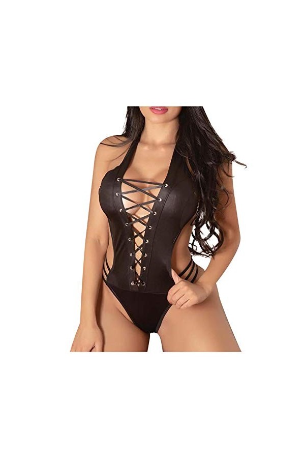 Sous Vetements Feminins Sexy Body Lingerie Erotique Cuir Verni Femme Chic Hard Lingeries Grande Taille Ouverte Dentelle Ensem