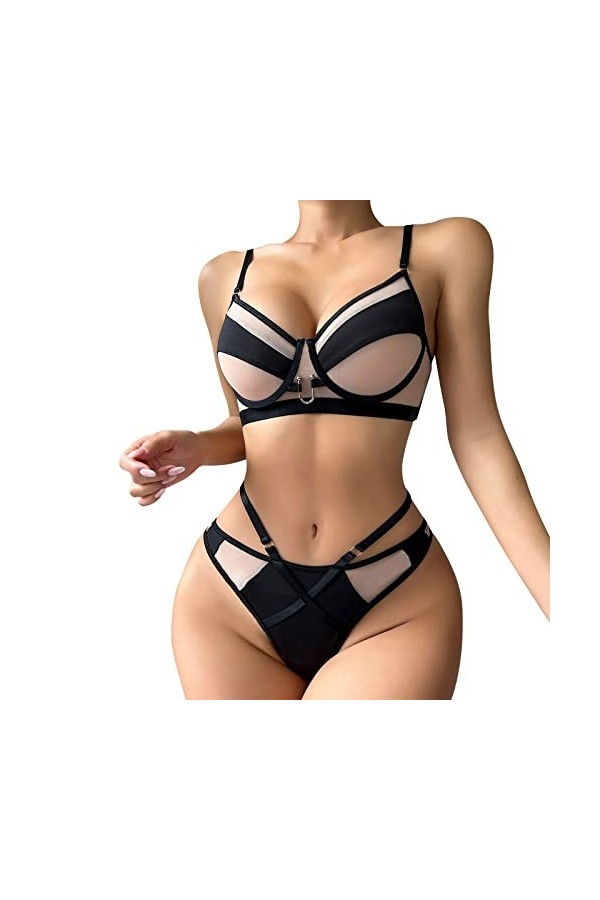 Deshabillé Body Combinaison Lingerie Sexy Spicy Girls Nightclub Splicing Double Layer Sexy Underwear Costume Trois pièces pou