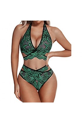 Briskorry Lingerie sexy pour femme - Deux pièces - Soutien-gorge de sport sexy avec string - Lingerie sexy pour femme