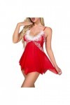 Pdakieyxnd sous-Vetements de Noël Feminins Sexy Sexy Ouverte Nuisette Sensuelle Valentin Body Dentelle Chaud Féminin Coquin N