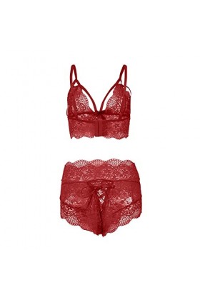 sous-Vetements Femme Sexy Lingerie Sexy Ensemble Erotique Vêtements De Nuit 2 Pièce Ensemble Soutien Gorge et String Dentelle