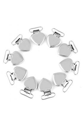 KUIDAMOS 10 pièces en métal Forme de Coeur insérer Sucette Porte-Jarretelles Clips Argent, pour la Maison Artisanat Jouet Tit