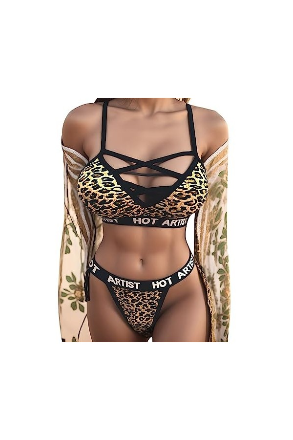 Zannycn Ensemble de lingerie sexy pour femme - Ensemble licol - Tenue sexuelle - Ensemble de sous-vêtements pour femme - Sout