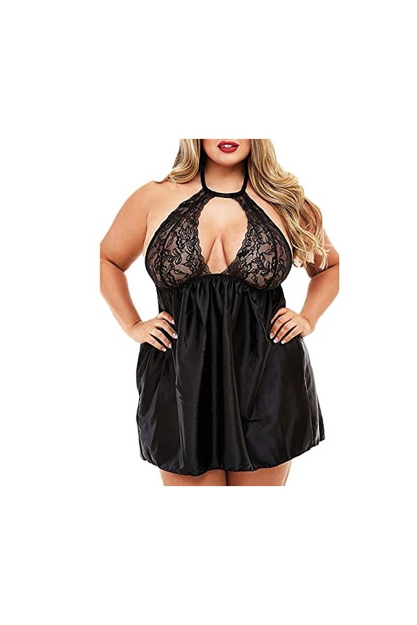 PANPANY Vêtements de Nuit Halter Out Lingerie Creuse Pyjama Nuit de Nuit Sexy Femmes Dentelles sous-vêtements Brassière Compr