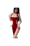 Temptshow Chemise de nuit sexy pour femme Cheongsam Chinois Cosplay Anime Lingerie Pyjamas, Vin rouge 1, taille unique