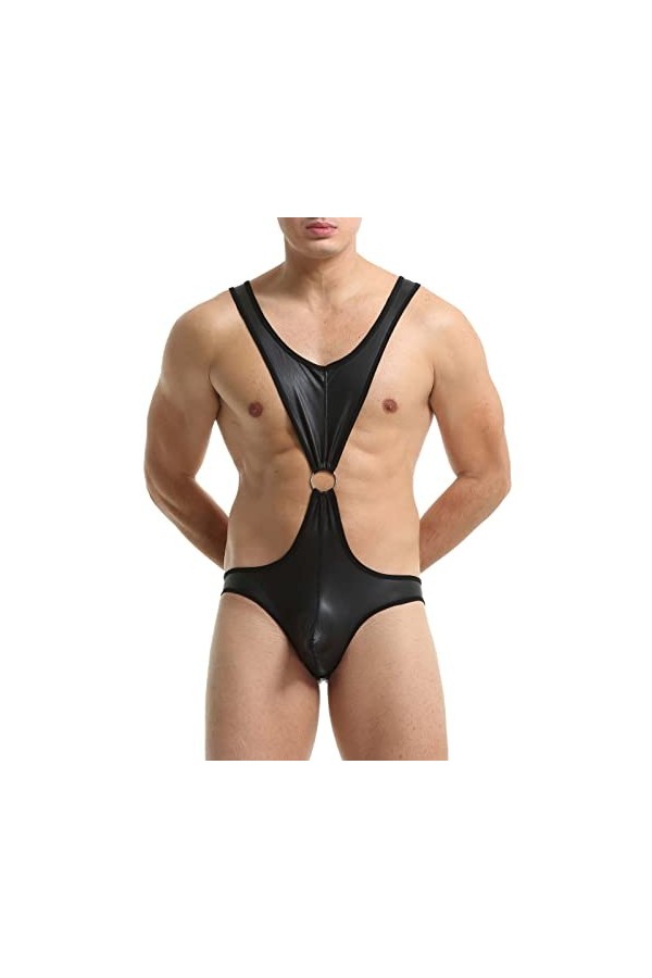 Gefomuofe Body pour homme - Effet mouillé - En cuir verni - Fabriqué en Allemagne - Brillant - Effet mouillé - Chemise de loi