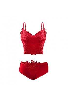 UOWEG Ensemble de sous-vêtements sexy pour femme, deux pièces, dentelle dos nu, ensemble de soutien-gorge sexy avec bas RD1,