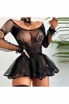 IKFIVQD Lingerie sexy en dentelle pour femme, Noir , XXL