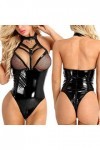 Combinaisons et jupons, Femme Robe Cuir Erotique Serrée Grande Taille Mini Stretch Clubwear Courte Body Guêpière Lingerie Mou