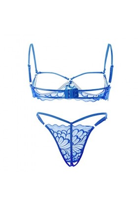 Zannycn Ensemble de lingerie sexy pour femme - Ensemble de lingerie érotique avec licol - Soutien-gorge et culotte - Lingerie