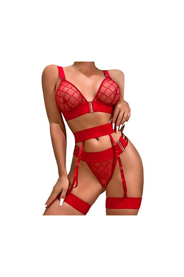 Lingerie Femme Sexy Ensemble Homme Sexy Hot y*2*k Femmes Mode Impression Maille Lingerie Dentelle Lingerie Cinq pièces Ensemb