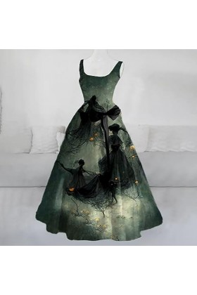 WinvOx Robe sexy sans manches à col rond pour femme, Vert, XXXL