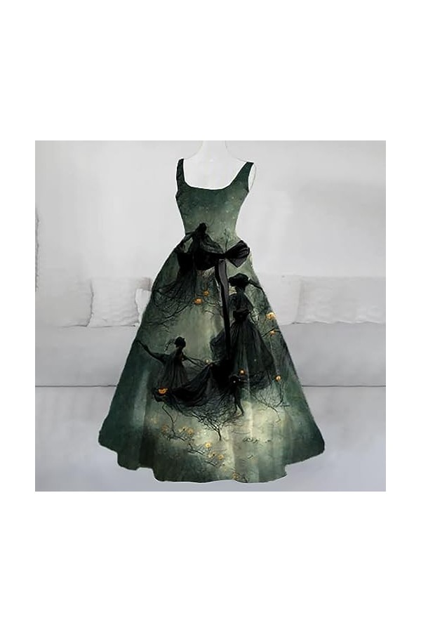 WinvOx Robe sexy sans manches à col rond pour femme, Vert, XXXL