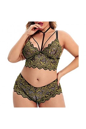 Vêtements De Nuit Femme Dentelle Lingerie Sexy Ensemble Erotique Ensemble Soutien Gorge et String Sexy sous-Vetements 2 Pièce