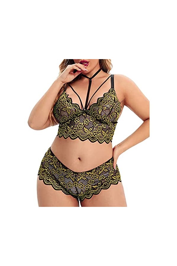Vêtements De Nuit Femme Dentelle Lingerie Sexy Ensemble Erotique Ensemble Soutien Gorge et String Sexy sous-Vetements 2 Pièce