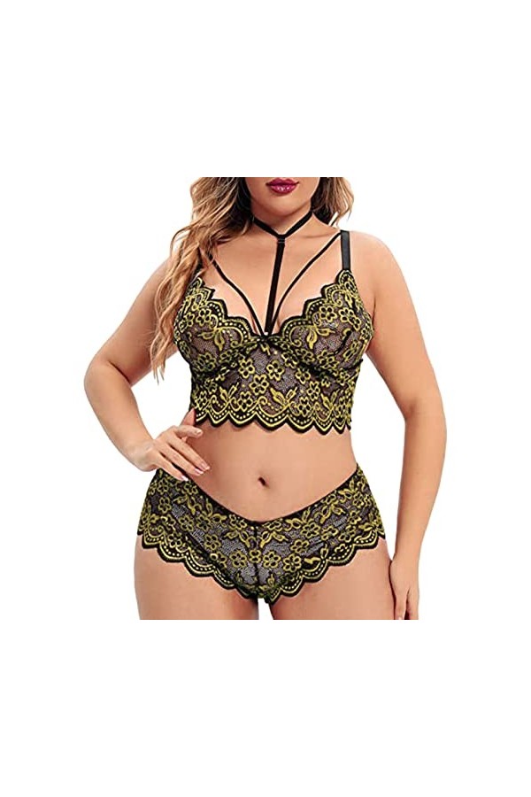 Vêtements De Nuit Femme Dentelle Lingerie Sexy Ensemble Erotique Ensemble Soutien Gorge et String Sexy sous-Vetements 2 Pièce