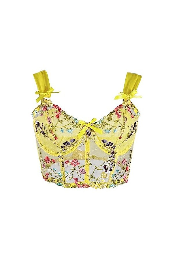 Soutien-Gorge Femme Sexy Broderie Papillon Large Bandoulière à Chevrons Col en V Sous-Vêtements Amusants pour Femmes Infirmiè