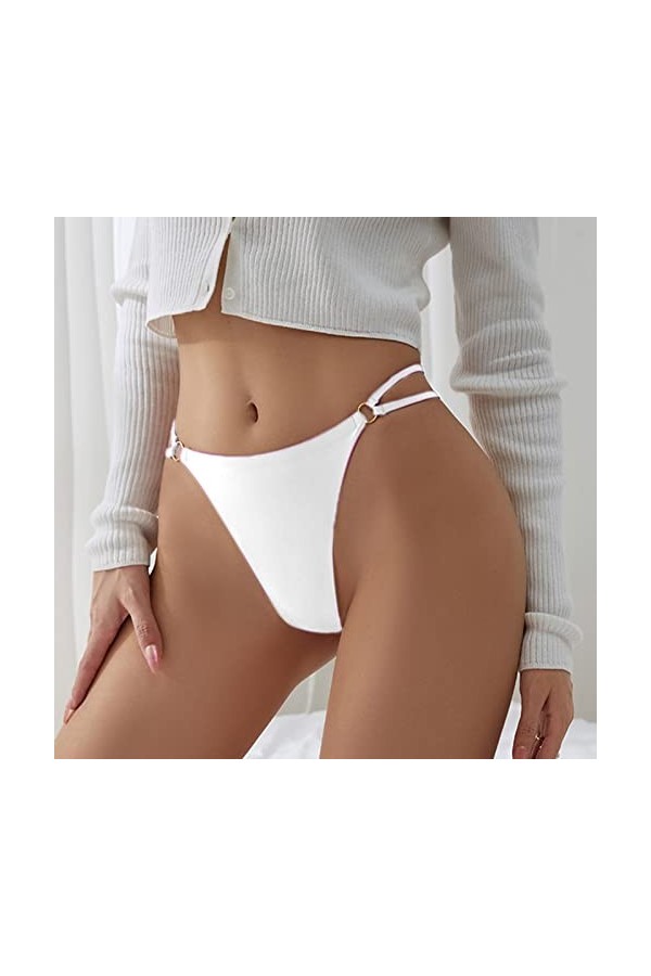 Culotte en dentelle sexy pour femme - Respirant - String - Taille moyenne - Sous-vêtements - Lingerie - String transparent - 