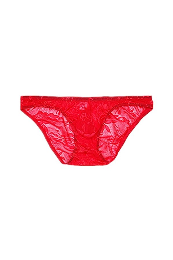 Slip sexy en dentelle pour homme - Sous-vêtement érotique en maille respirante - Pour homme - Sexy - Tanga Thong - Taille bas