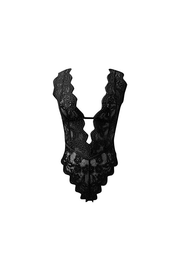 liaddkv Lace Lingerie V Sexy Deep Body Femme Teddy Lingerie Sexy Nylon, Noir , XXL