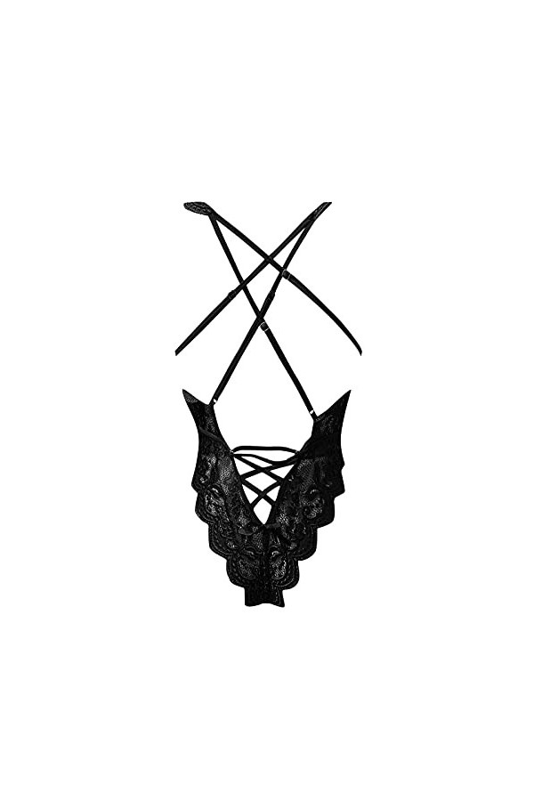 liaddkv Lace Lingerie V Sexy Deep Body Femme Teddy Lingerie Sexy Nylon, Noir , XXL